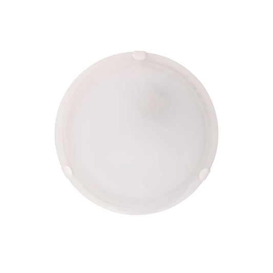 Alabaster Glass Oyster with White Clips E27 - Remo 30 White