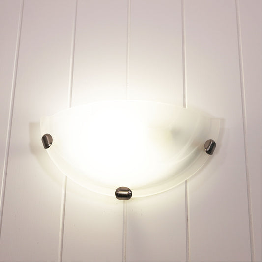 Alabaster Glass Wall Light with Brushed Chrome Clips - Remo Wall Brushed Chrome