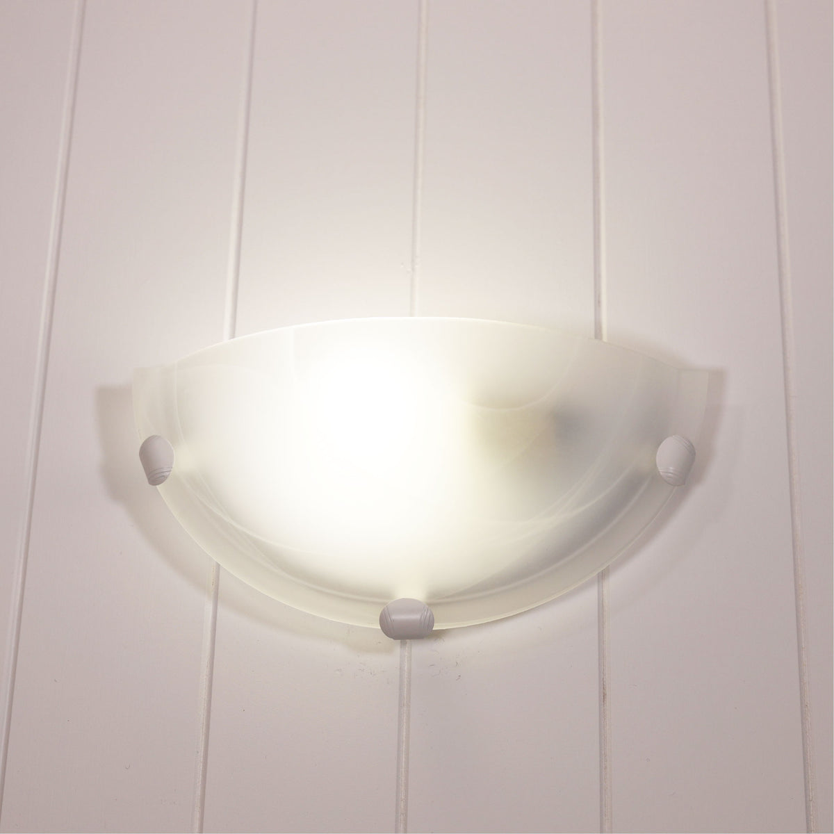 Alabaster Glass Wall Light with White Clips - Remo Wall White