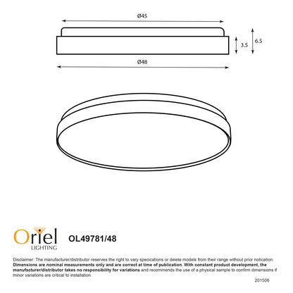 Tri-Colour LED Ceiling Light - Leena.48 Black