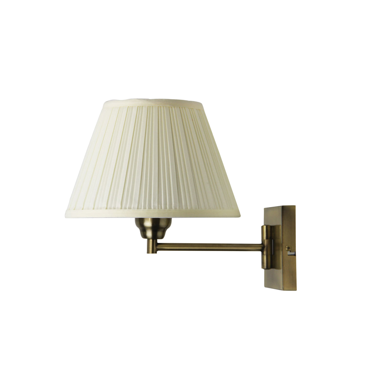 Traditional Swing Arm Wall Light with Fabric Shade - Swingley Antique Brass