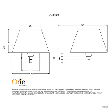 Traditional Swing Arm Wall Light with Fabric Shade - Swingley Antique Brass