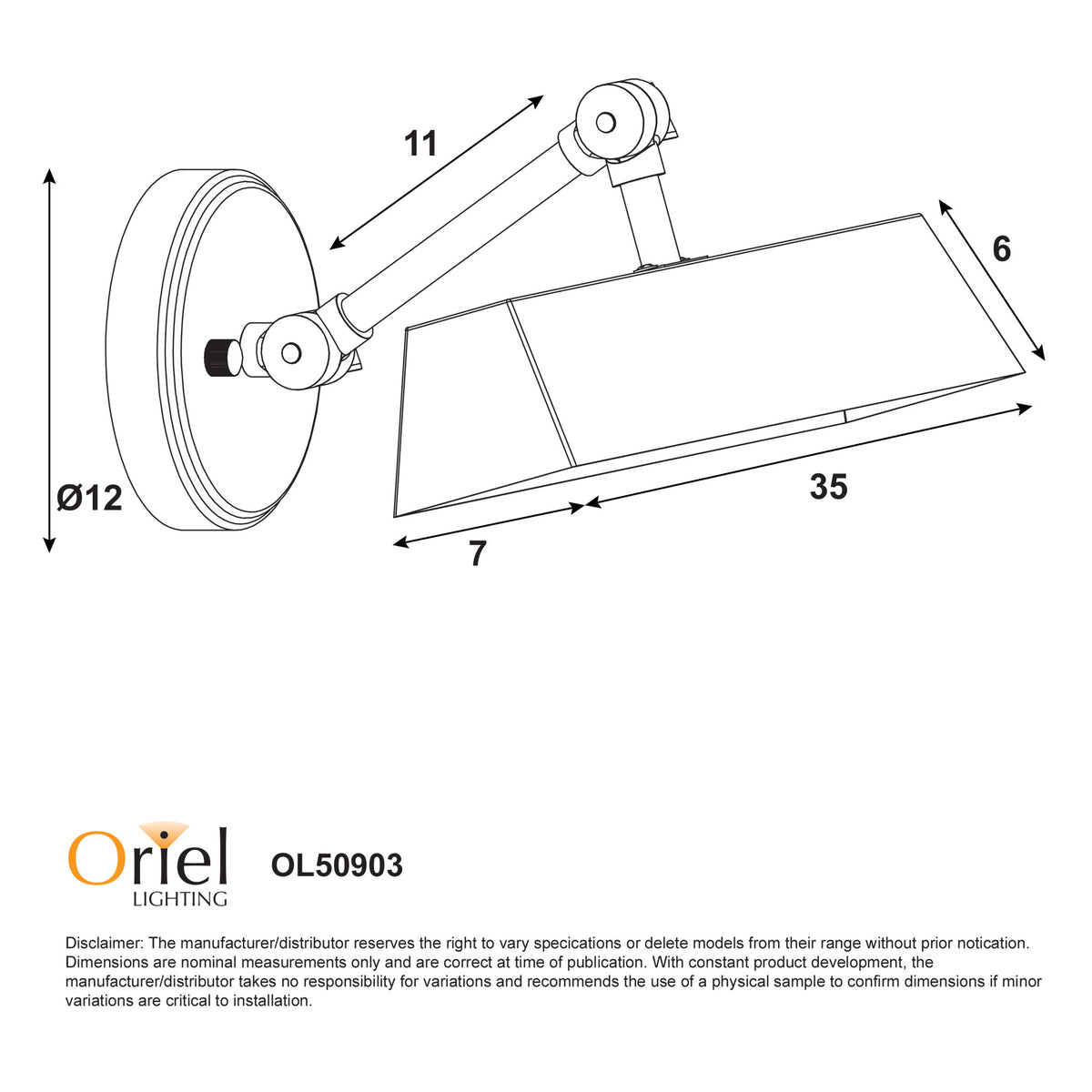 Adjustable Metal Wall Light - Loxby Bronze