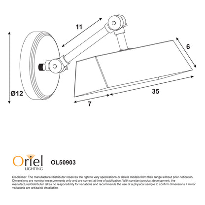 Adjustable Metal Wall Light - Loxby Bronze