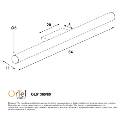 IP44 Tricolour LED Vanity Light - Trella.60 Chrome