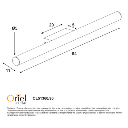 IP44 Tricolour LED Vanity Light - Trella.90 Chrome