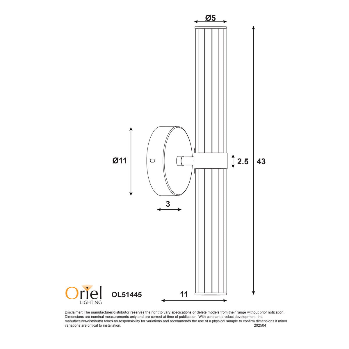 Ribbed Tricolour LED Wall Light - Sassy Satin Brass