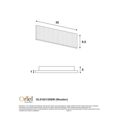 Tricolour LED Wall Light - Rafter.30 Scalloped Wood