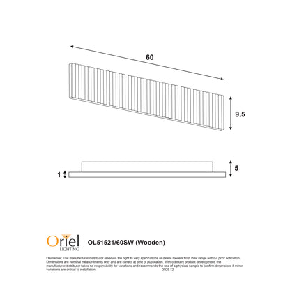 Tricolour LED Wall Light - Rafter.60 Scalloped Wood