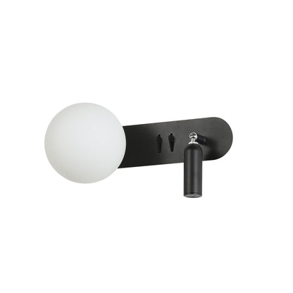 G9 Opal Sphere W/ 3W LED Spot - Harlow Switched Black