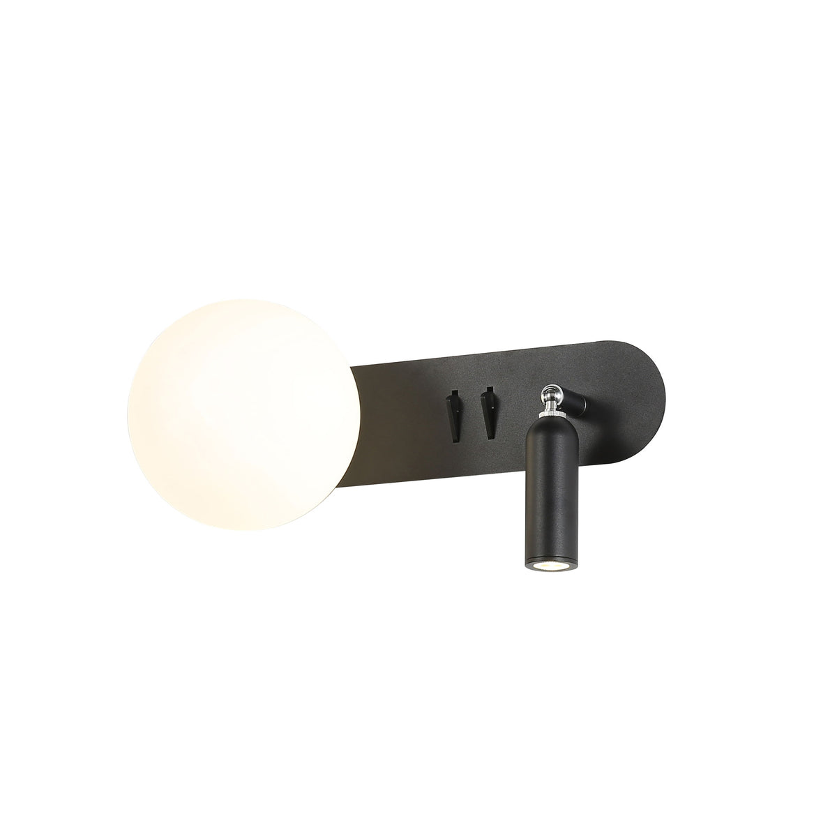 G9 Opal Sphere W/ 3W LED Spot - Harlow Switched Black