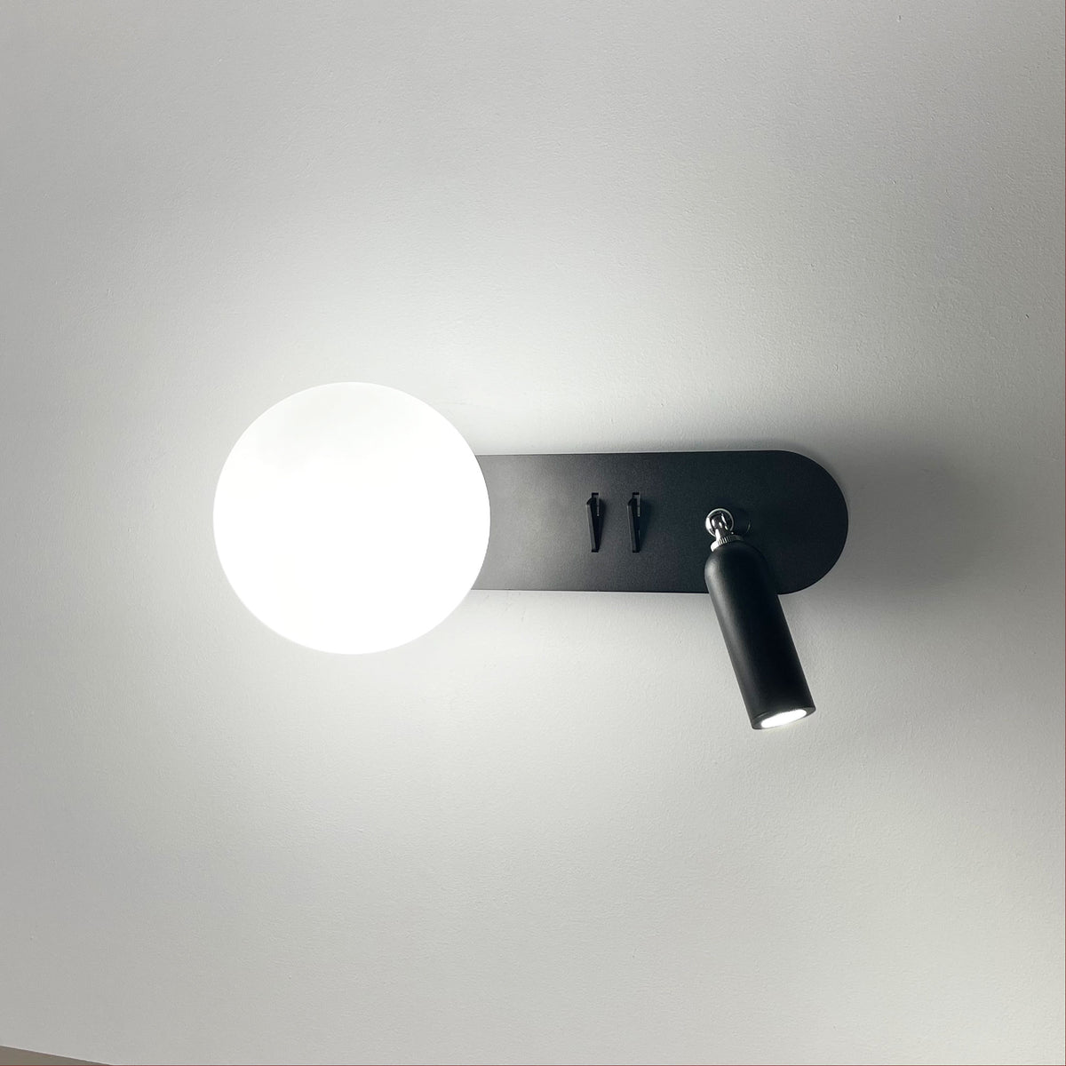 G9 Opal Sphere W/ 3W LED Spot - Harlow Switched Black