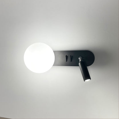 G9 Opal Sphere W/ 3W LED Spot - Harlow Switched Black