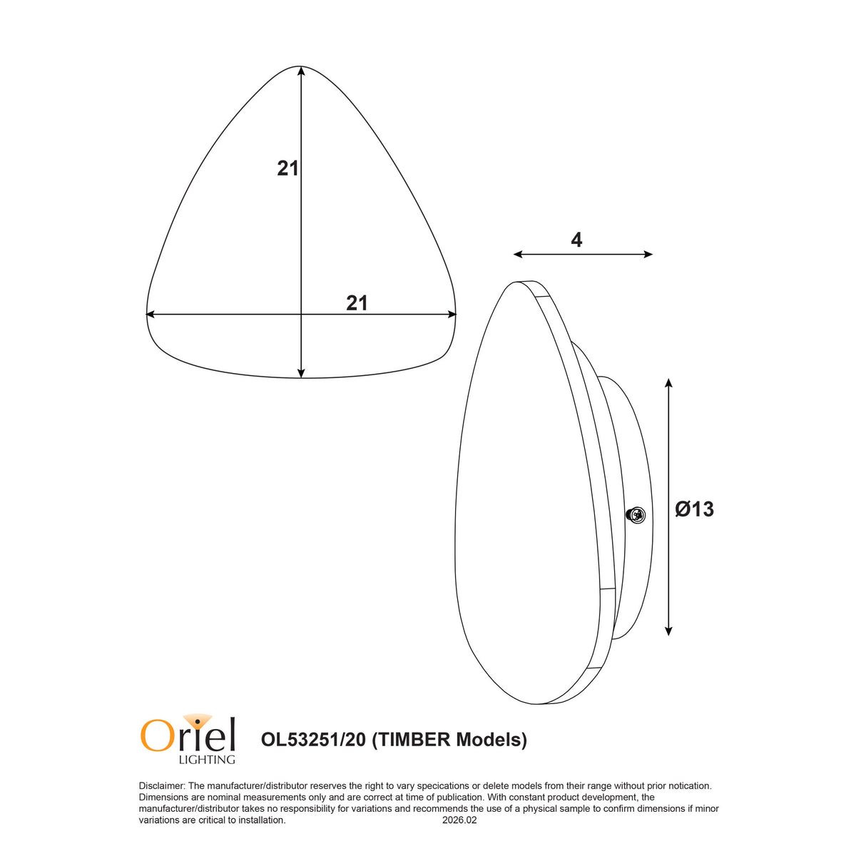Tri-Colour LED Wall Light - Reul.20 Timber
