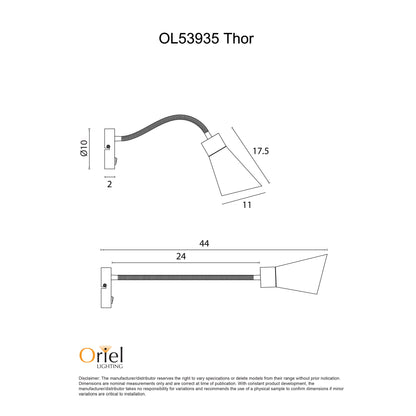 Switched Flexible Wall Light - Thor Switched Black