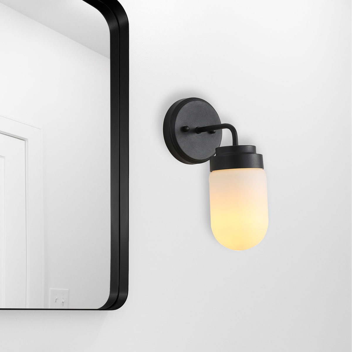 IP44 Opal Glass Wall Light - Dunburn Black