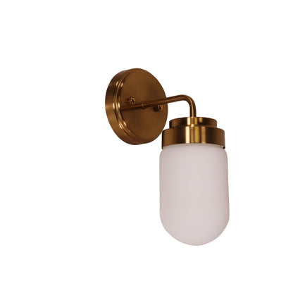 IP44 Opal Glass Wall Light - Dunburn Satin Brass