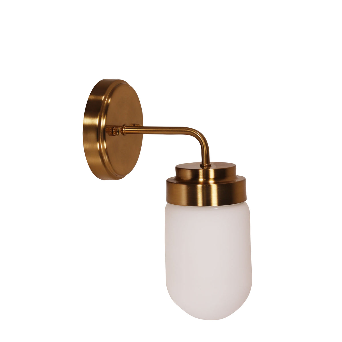 IP44 Opal Glass Wall Light - Dunburn Satin Brass