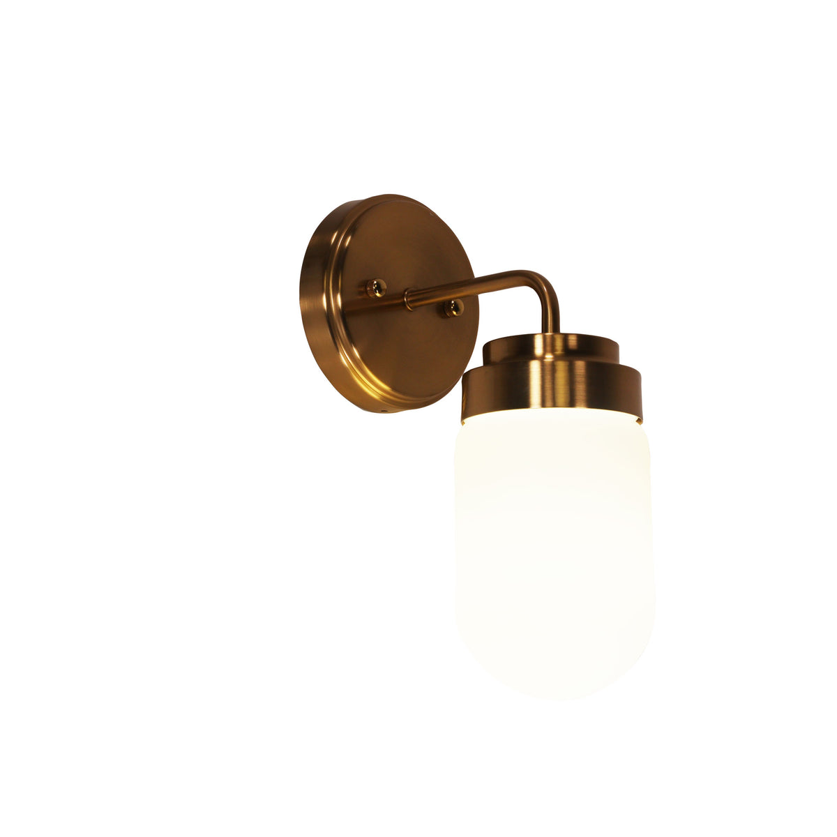 IP44 Opal Glass Wall Light - Dunburn Satin Brass