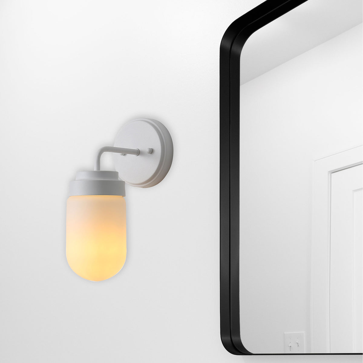 IP44 Opal Glass Wall Light - Dunburn White