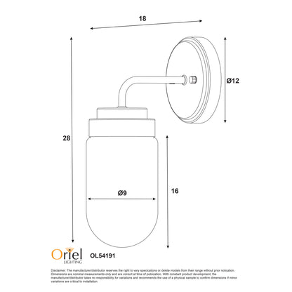 IP44 Opal Glass Wall Light - Dunburn Satin Brass