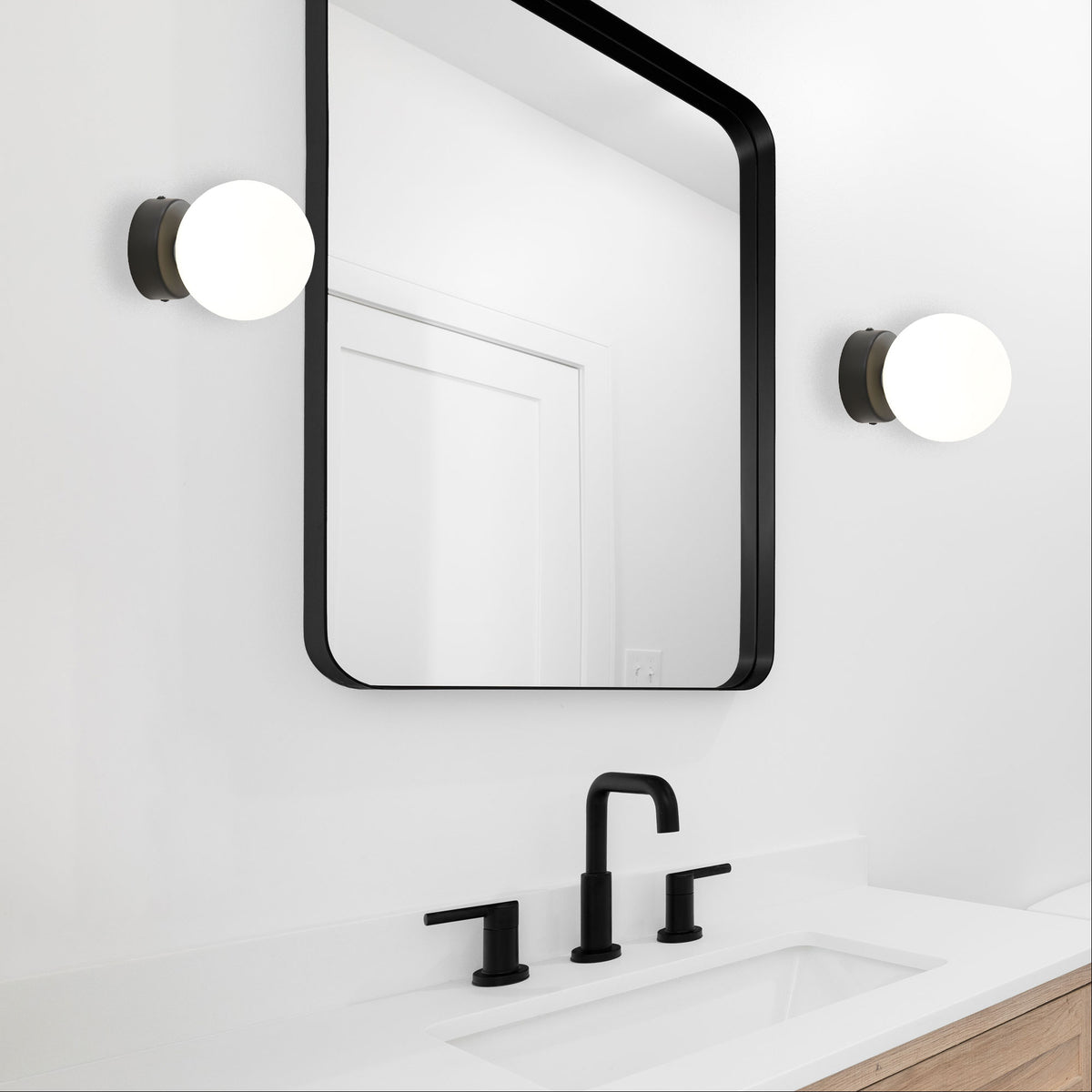 IP44 Opal Glass Vanity Light - Globo G9 Black