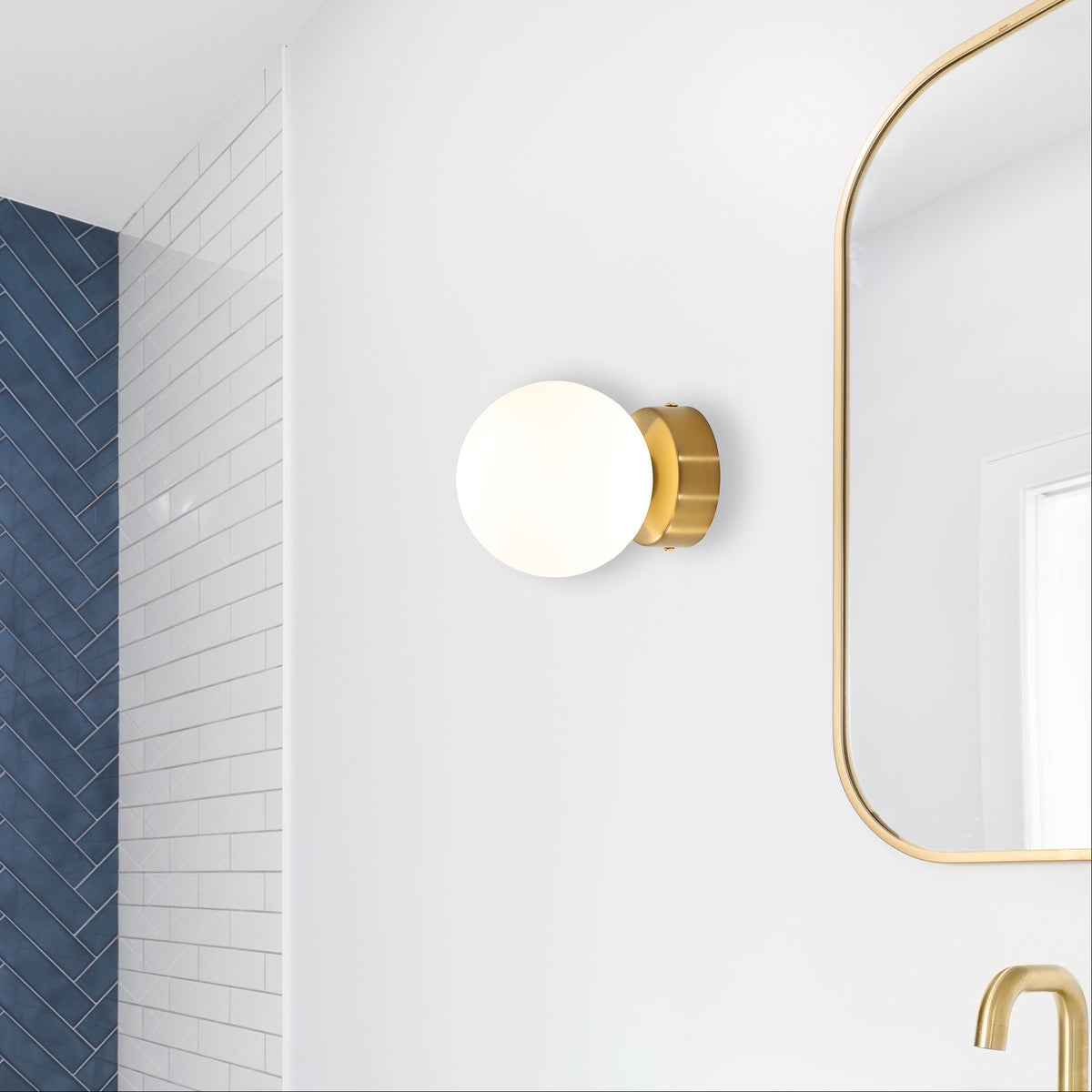IP44 Opal Glass Vanity Light - Globo G9 Satin Brass