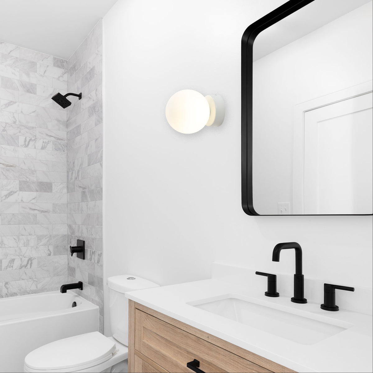 IP44 Opal Glass Vanity Light - Globo G9 White