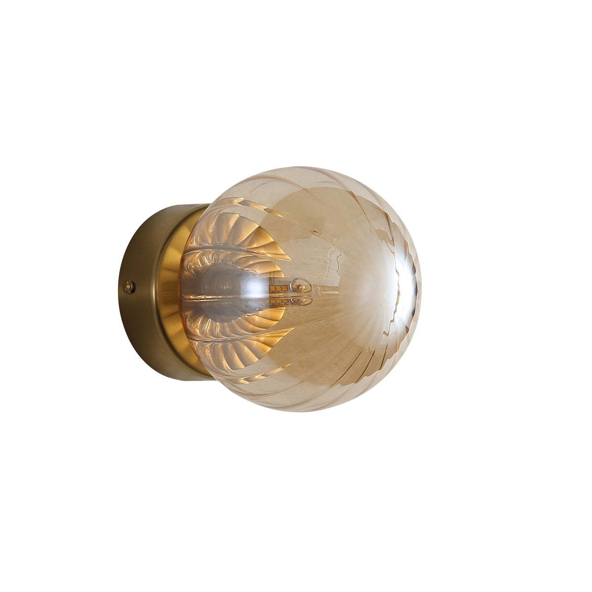 IP44 Ribbed Optic Glass Wall Light - Juni G9 Amber