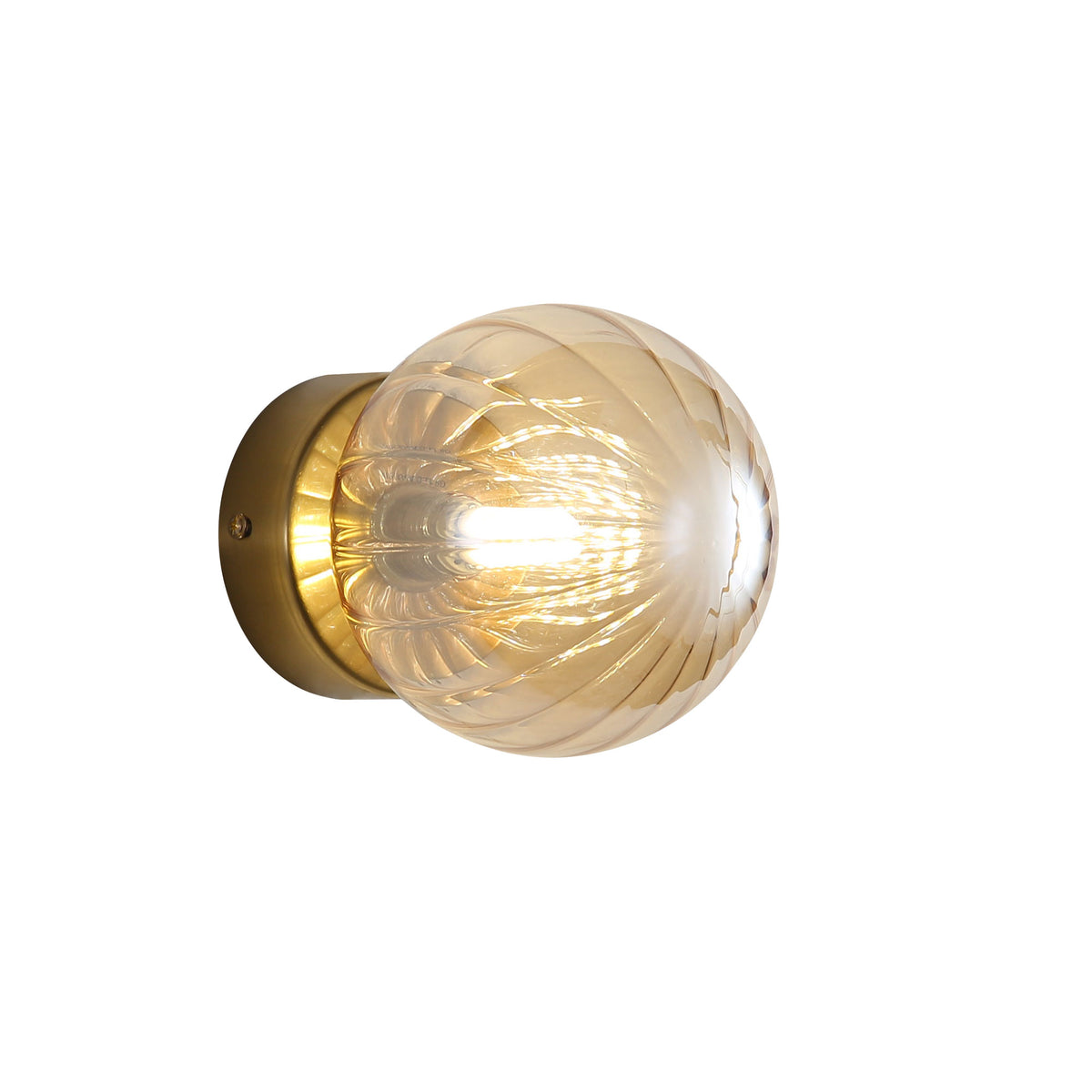 IP44 Ribbed Optic Glass Wall Light - Juni G9 Amber