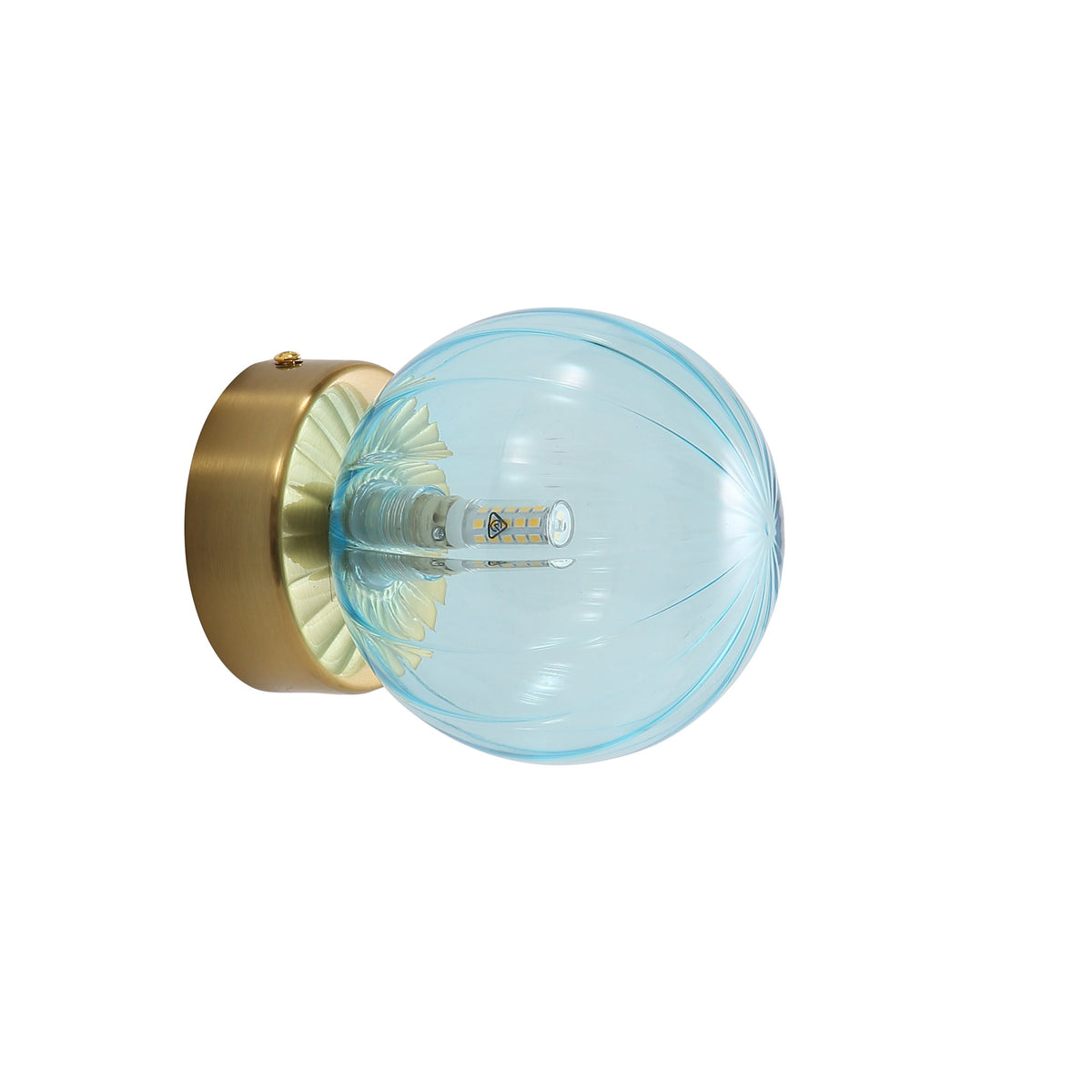 IP44 Ribbed Optic Glass Wall Light - Juni G9 Blue