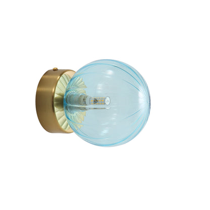 IP44 Ribbed Optic Glass Wall Light - Juni G9 Blue