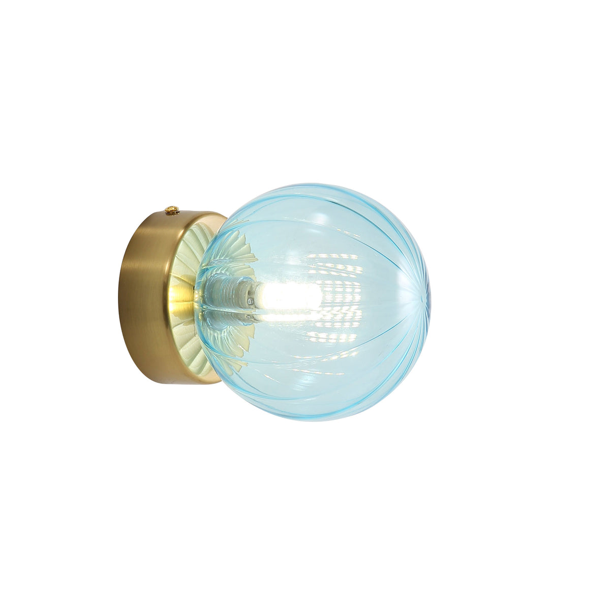 IP44 Ribbed Optic Glass Wall Light - Juni G9 Blue