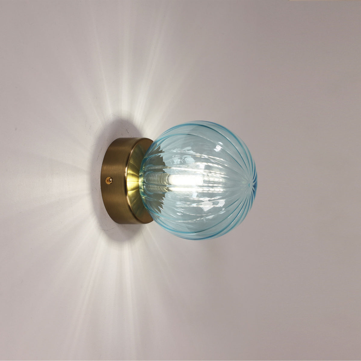 IP44 Ribbed Optic Glass Wall Light - Juni G9 Blue