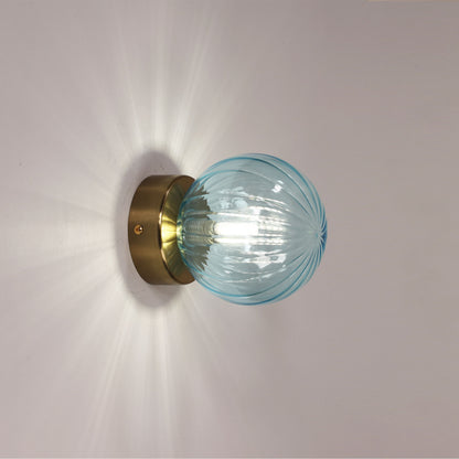 IP44 Ribbed Optic Glass Wall Light - Juni G9 Blue