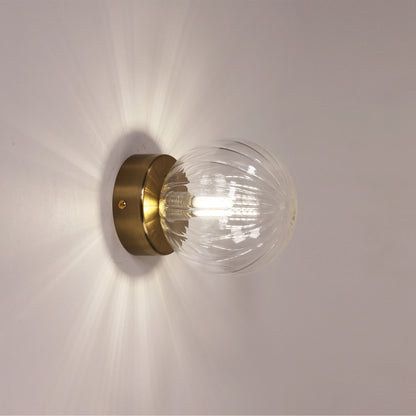 IP44 Ribbed Optic Glass Wall Light - Juni G9 Clear