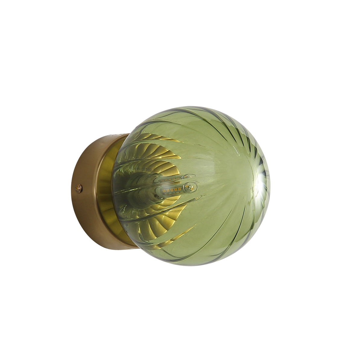 IP44 Ribbed Optic Glass Wall Light - Juni G9 Green