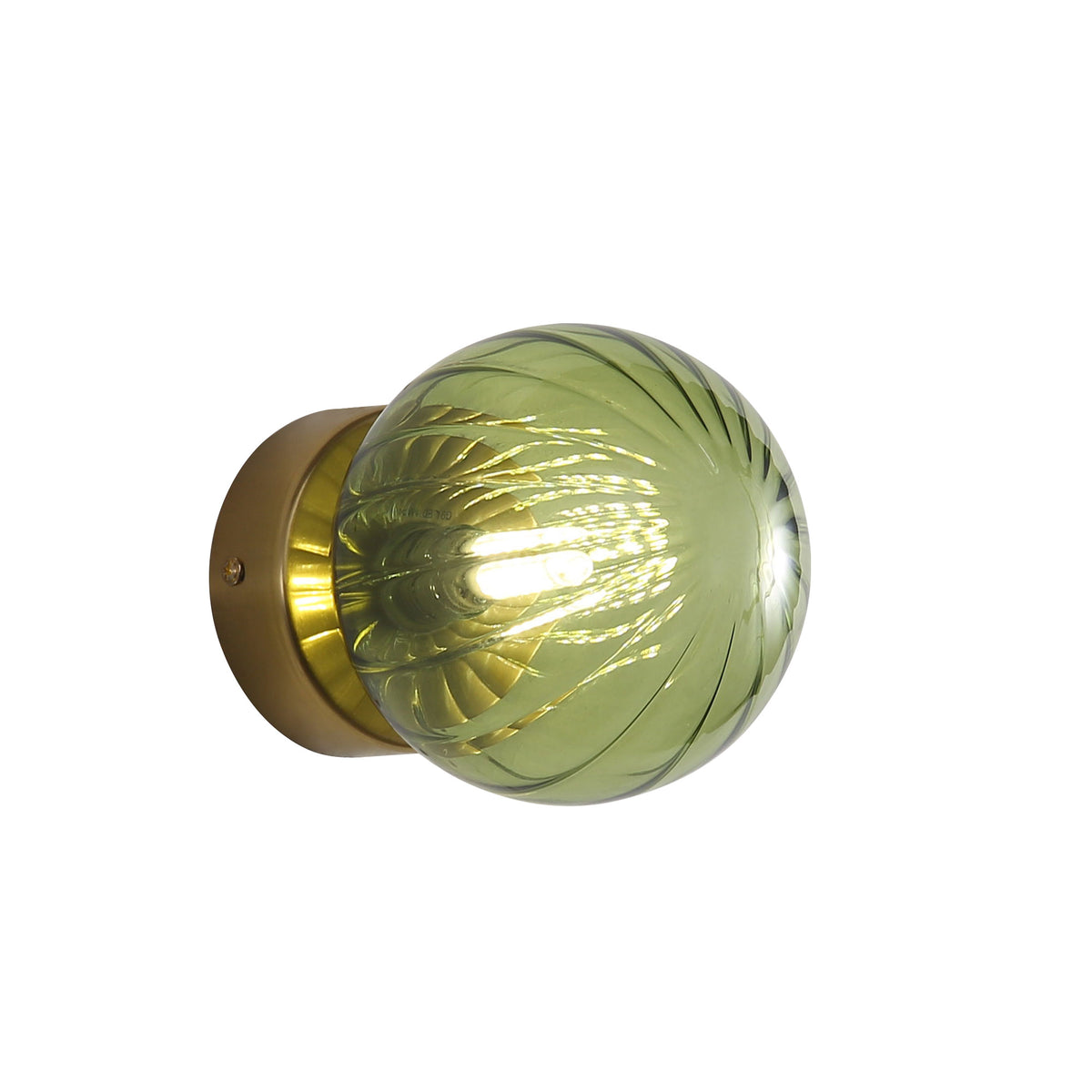 IP44 Ribbed Optic Glass Wall Light - Juni G9 Green
