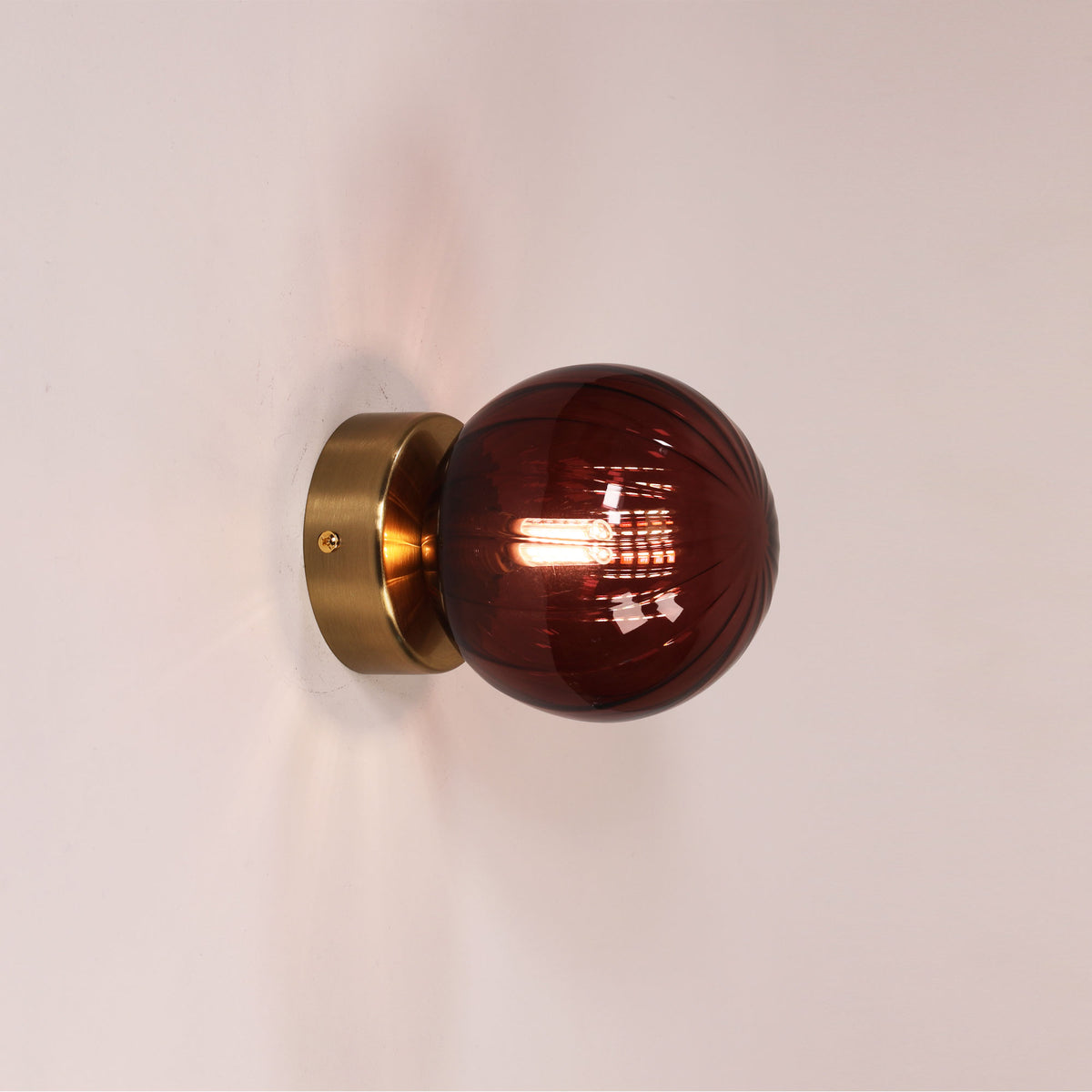 IP44 Ribbed Optic Glass Wall Light - Juni G9 Rose