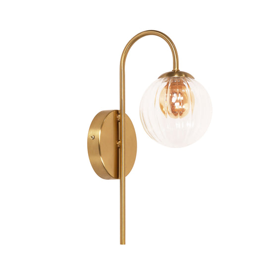 Clear and Amber Glass Sphere Wall Light - Alta Satin Brass