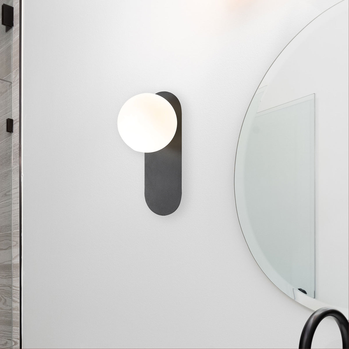 IP44 Opal Glass Wall Light - Ping G9 Black
