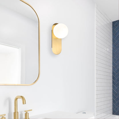 IP44 Opal Glass Wall Light - Ping G9 Satin Brass