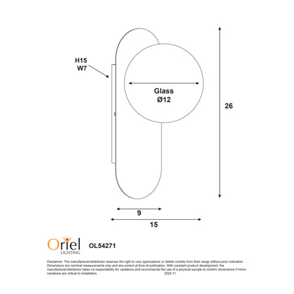 IP44 Opal Glass Wall Light - Ping G9 Satin Brass