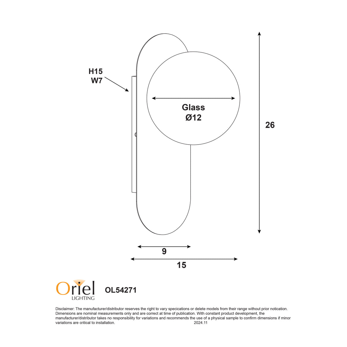 IP44 Opal Glass Wall Light - Ping G9 Black