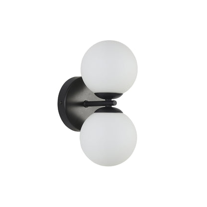 IP44 Opal Glass Wall Light - Oberon.2 Black