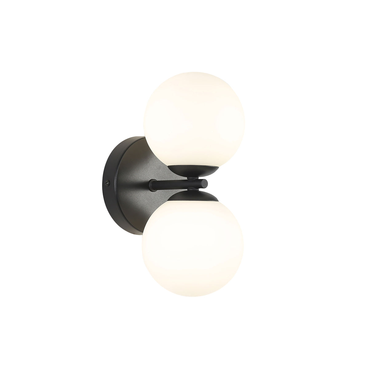 IP44 Opal Glass Wall Light - Oberon.2 Black
