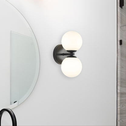 IP44 Opal Glass Wall Light - Oberon.2 Black