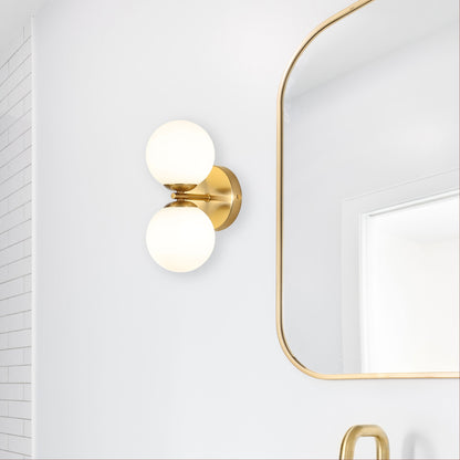 IP44 Opal Glass Wall Light - Oberon.2 Satin Brass