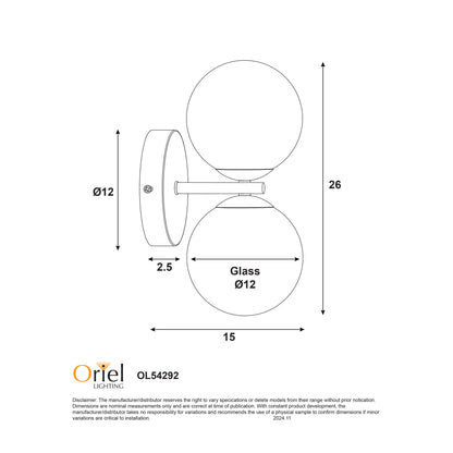 IP44 Opal Glass Wall Light - Oberon.2 Satin Brass