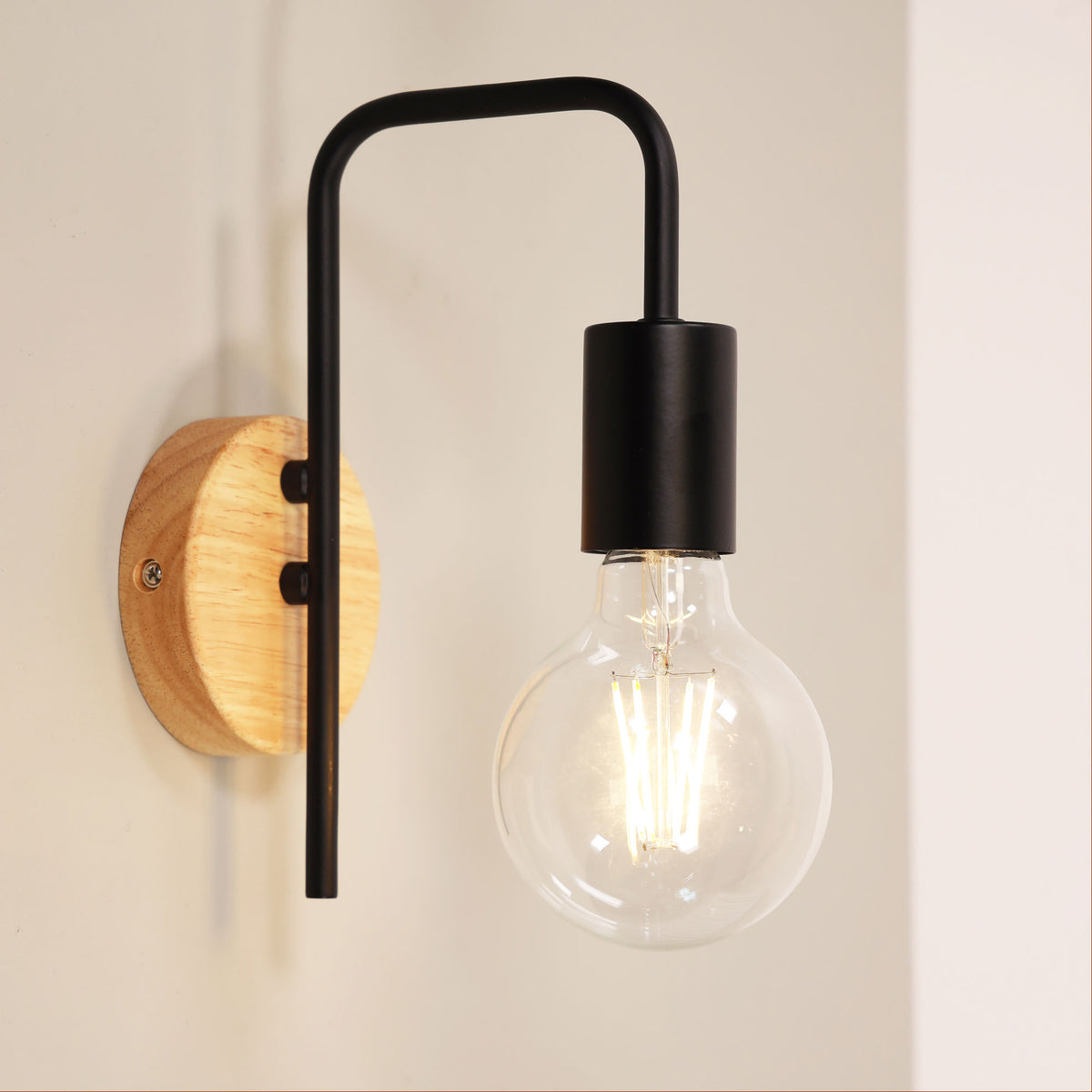 Real Timber Wall Light - Lane Wall Black